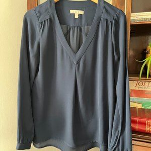 Banana Republic Blue Long Sleeve V-Neck Blouse Women's Size Small S